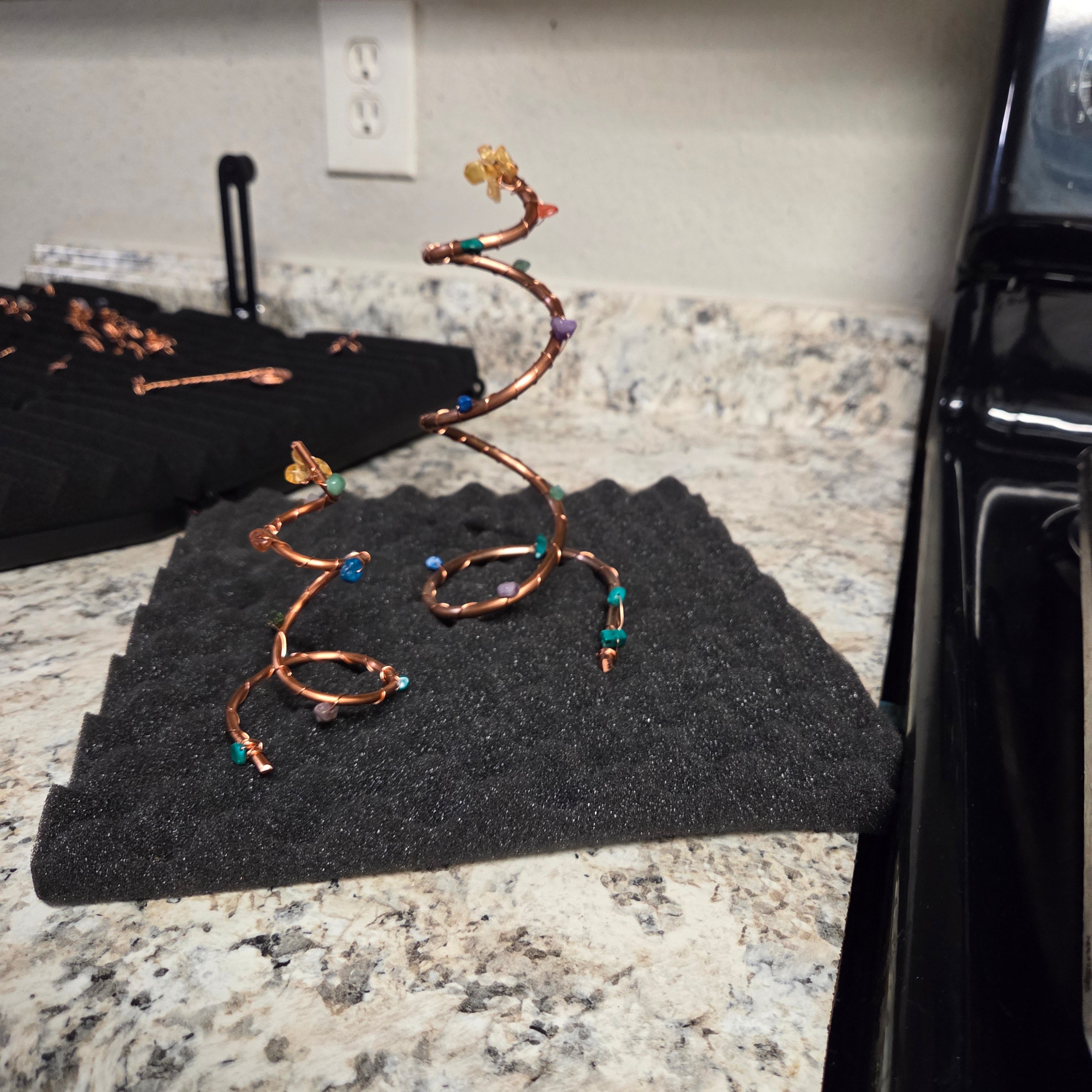 Healing Gem Wrapped Copper Christmas Tree