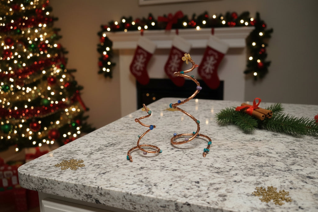 Healing Gem Wrapped Copper Christmas Tree