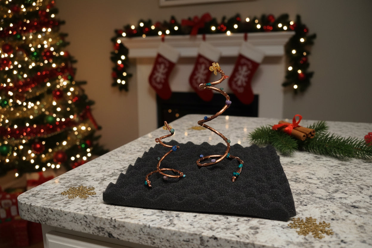 Healing Gem Wrapped Copper Christmas Tree