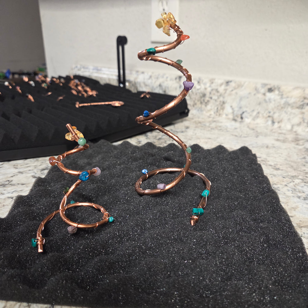 Healing Gem Wrapped Copper Christmas Tree