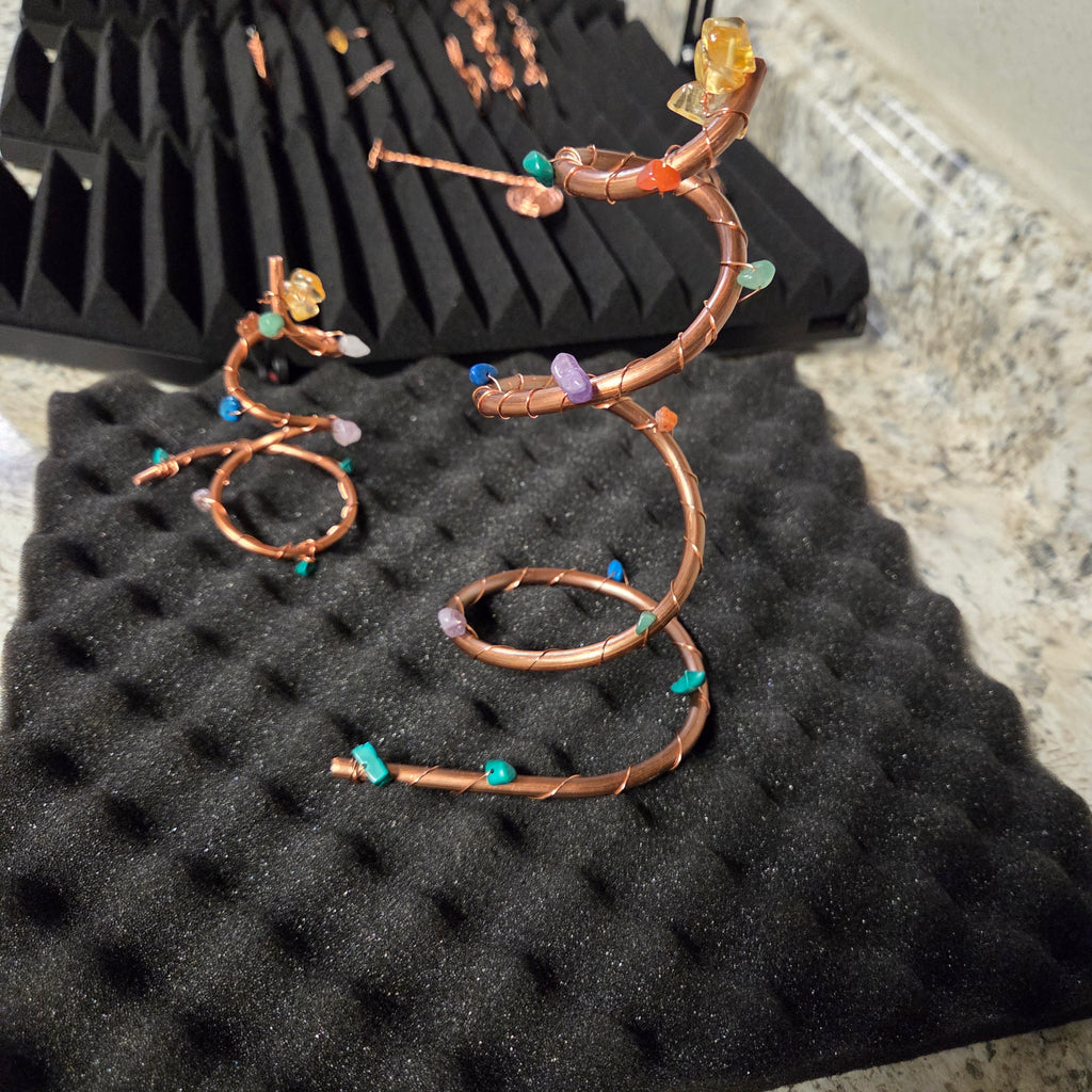 Healing Gem Wrapped Copper Christmas Tree