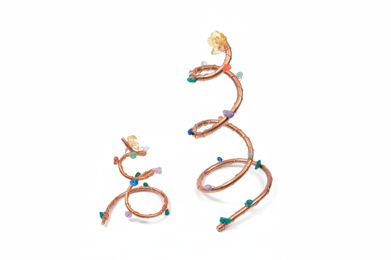 Healing Gem Wrapped Copper Christmas Tree