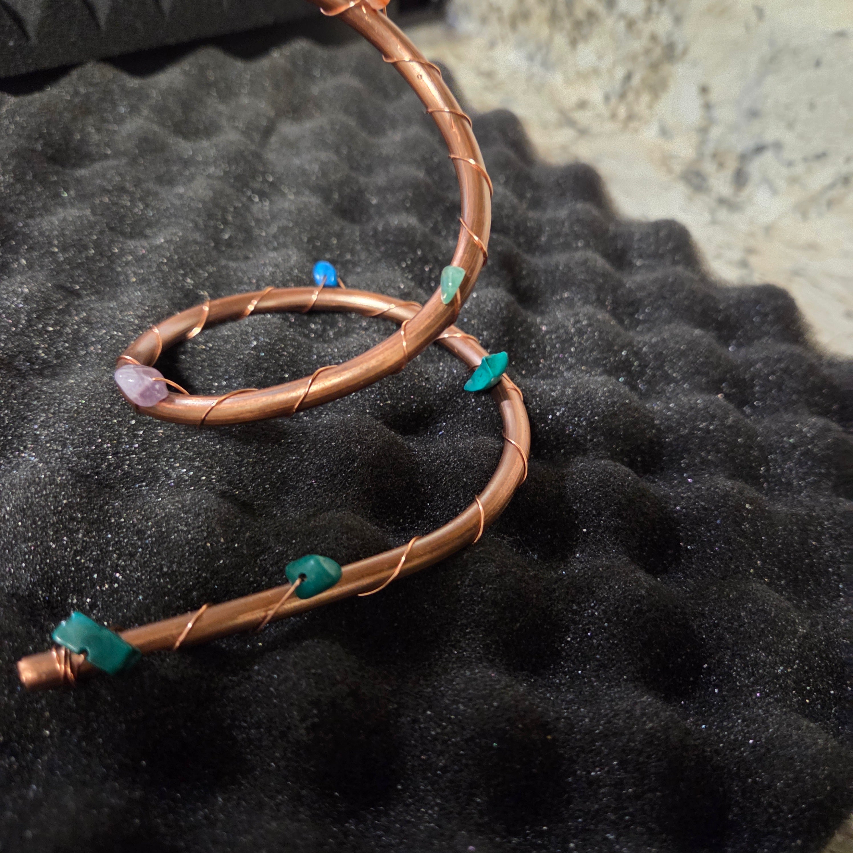 Healing Gem Wrapped Copper Christmas Tree