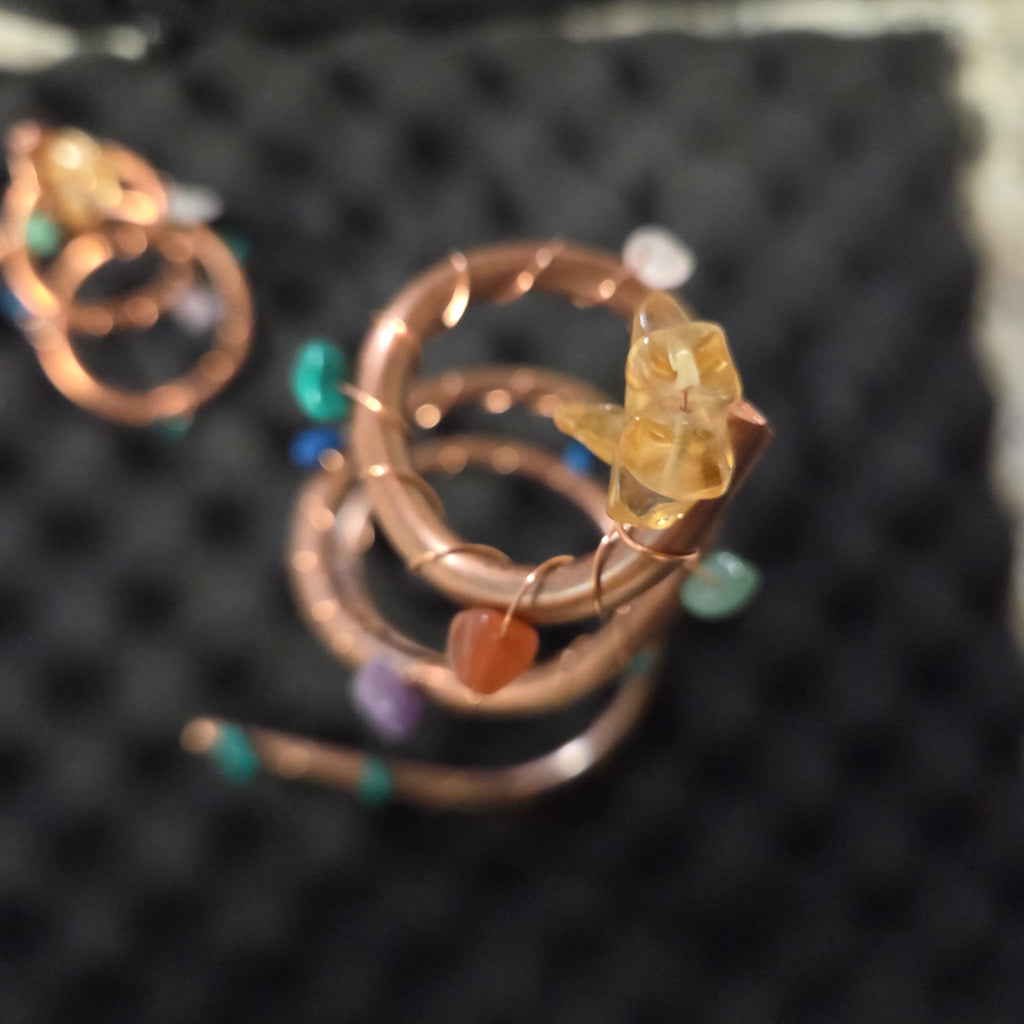 Healing Gem Wrapped Copper Christmas Tree