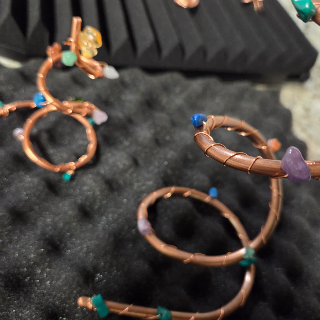 Healing Gem Wrapped Copper Christmas Tree